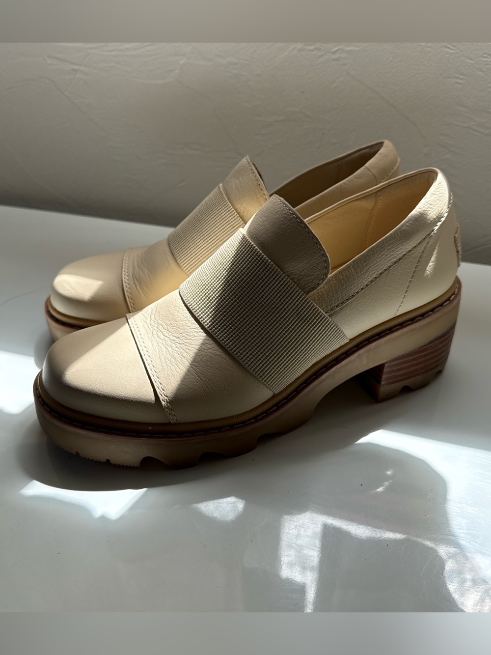 Sorel Cream Elastic-Strap Chunky Loafers